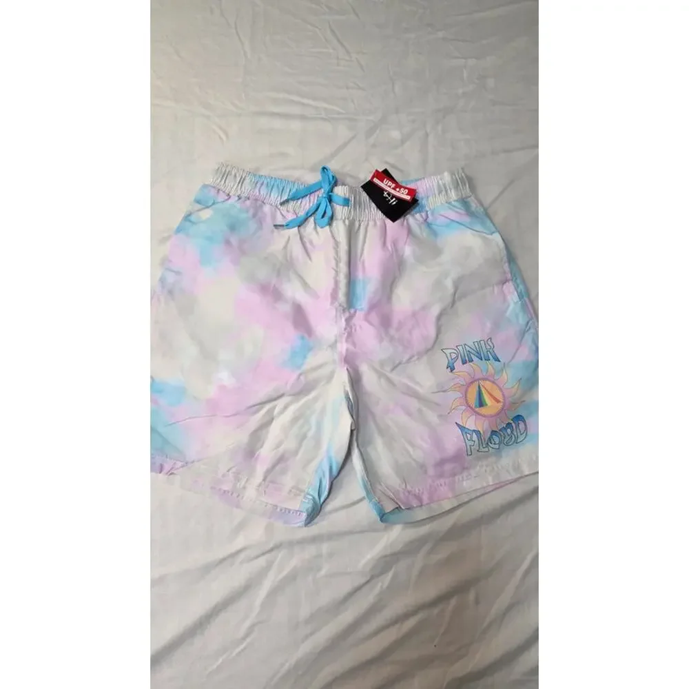 Pink Floyd Swim Trunks Large Tie Dye Board Shorts UPF 50 Beach Pool Mens